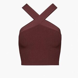 Aritzia babaton size small sculpt knit cross crop NWT rich maroon